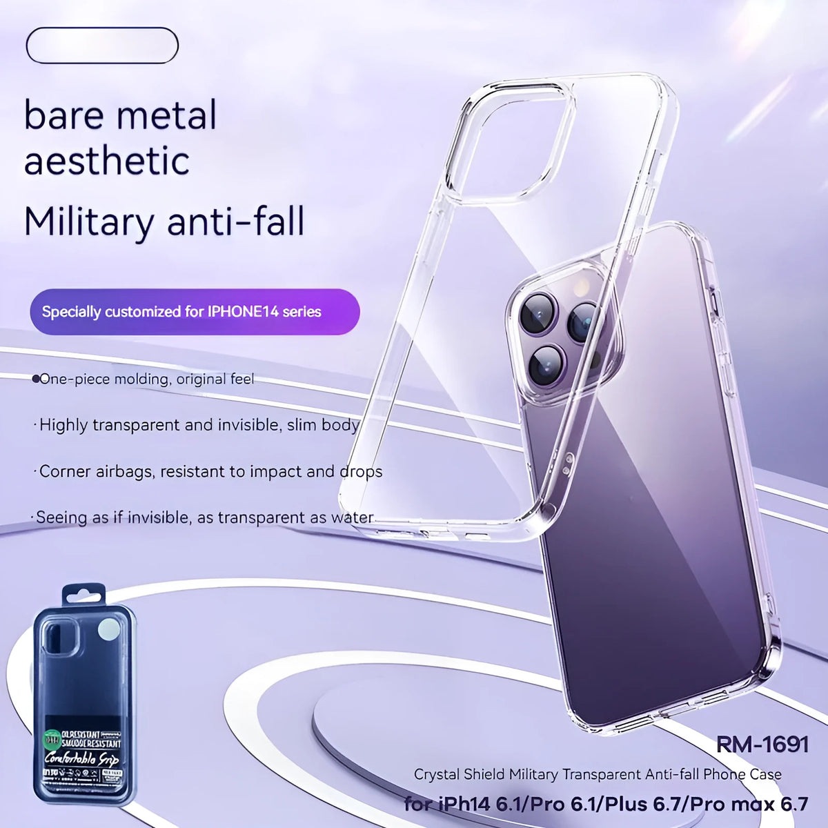 Transparent soft TPU phone case for iPhone 14, 15 Pro Max, 16 Pro Max