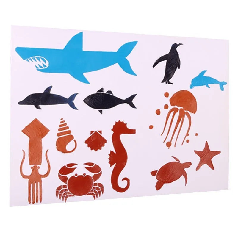 White plastic drawing stencil set with 12 reusable templates for sketching and tracing projects