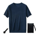 Men's thin knitted wool short sleeve casual shirt in loose fit design