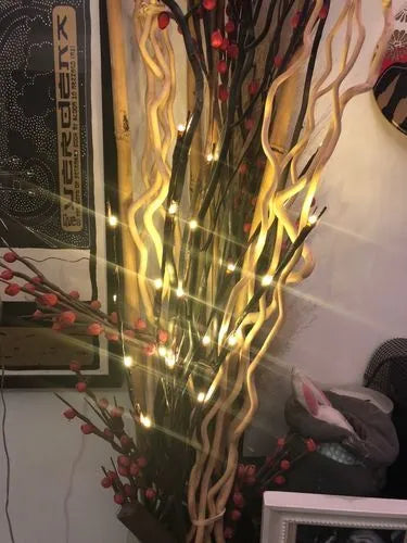 20 LED twig branch light string, 75cm, five branches, battery operated 3V decoration for parties and weddings