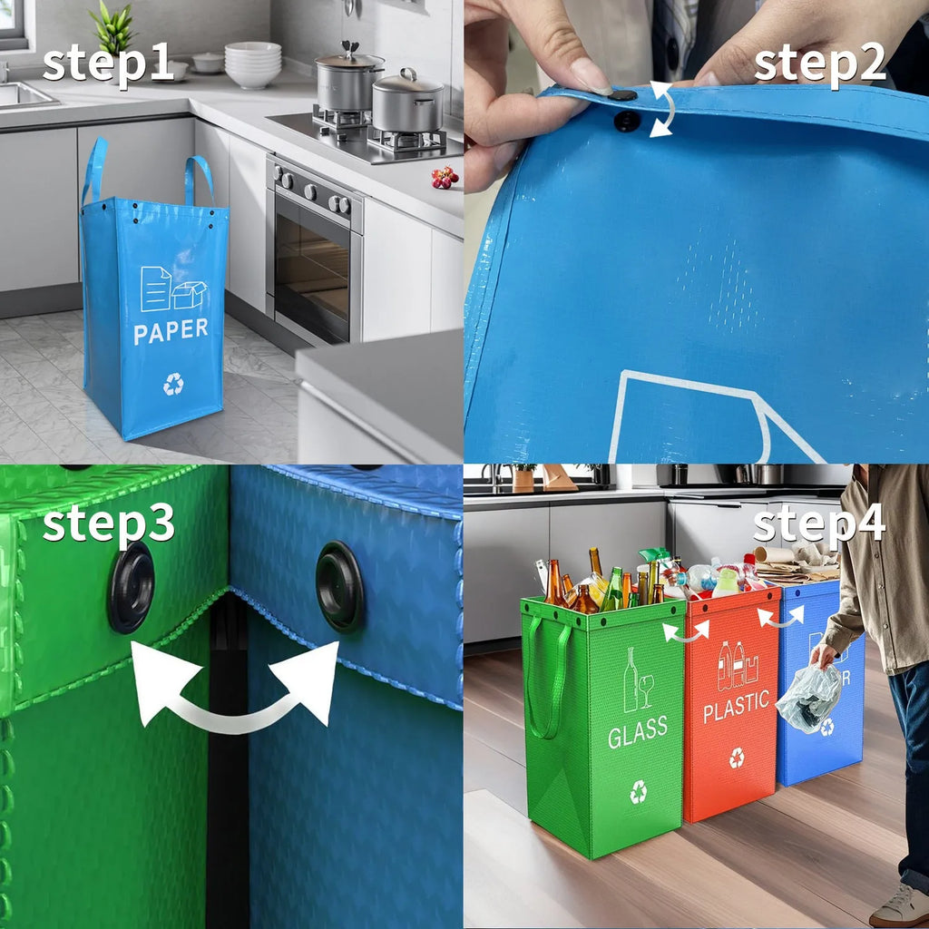 40-litre waterproof handbag with waste segregation compartments measuring 30x50x30cm in PP material