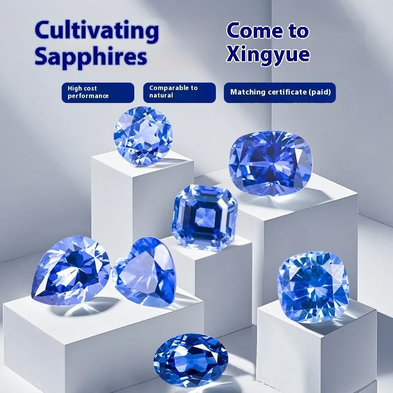 Royal blue semi-finished gemstones in heart, round, and pear shapes for jewellery making