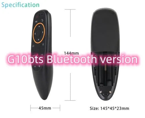 G10 G10S intelligent voice remote control with plastic shell, silicone buttons, and dimensions 164mm by 40mm by 15mm