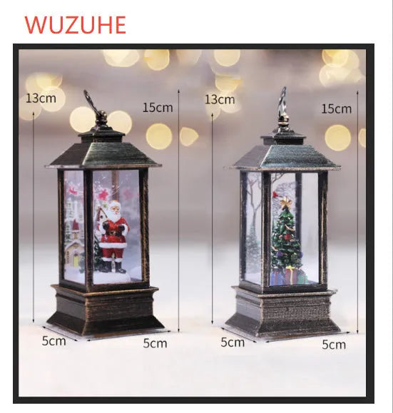 Christmas simulation LED flame small oil lamp, plastic interior square wind lamp, 5cm x 5cm x 13cm, electronic light.