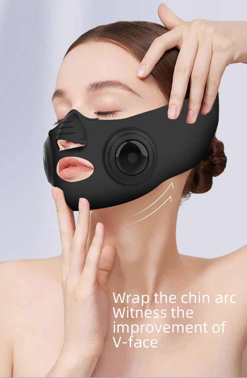 Black handheld photon facial device with USB port for skincare therapy