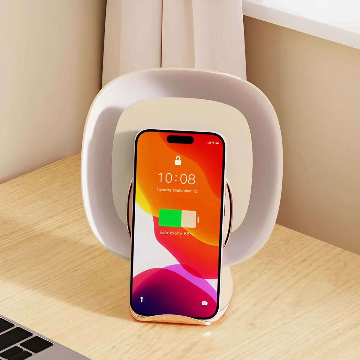 Wireless rechargeable mosquito killer lamp with ABS shell, clock, ambience light, and phone charging, 16.9 x 11.1 x 20.5 cm