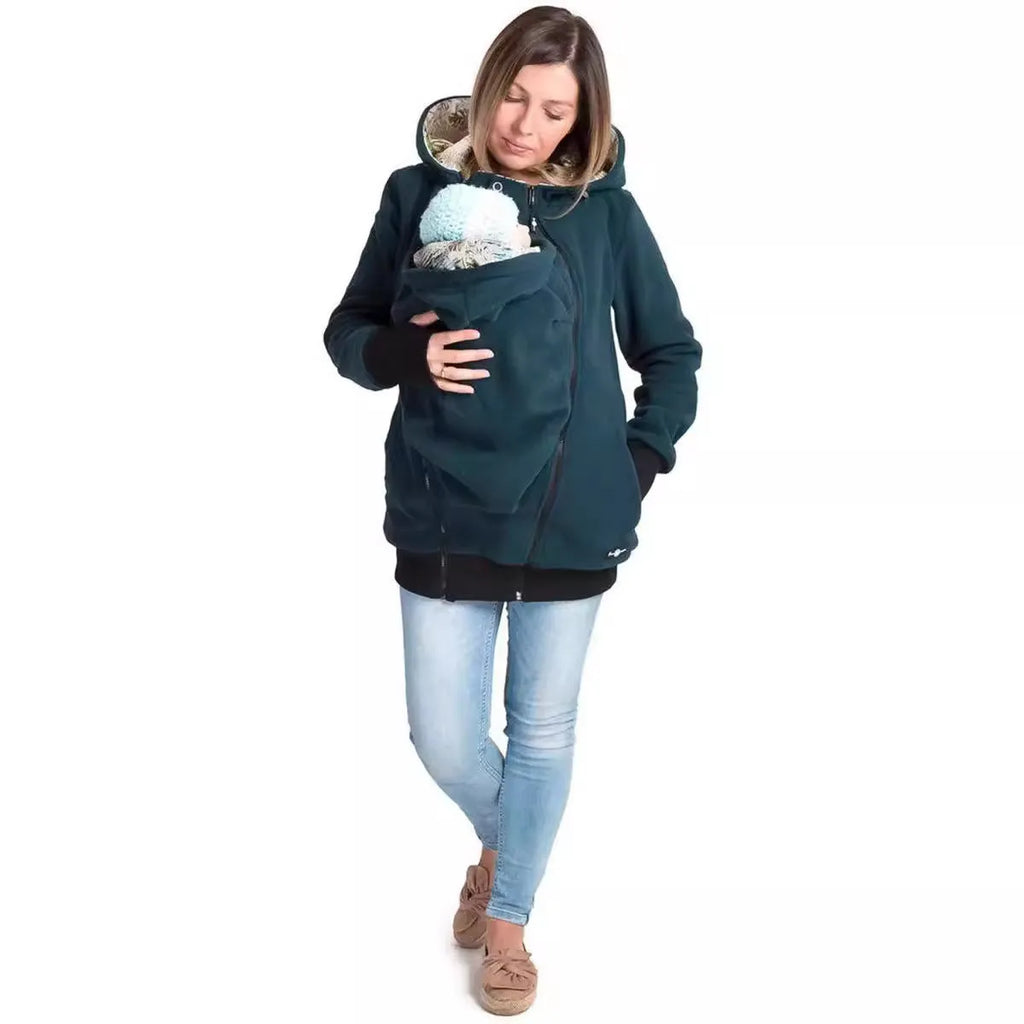 Red women's loose polar fleece sweater with long sleeves for autumn winter wear