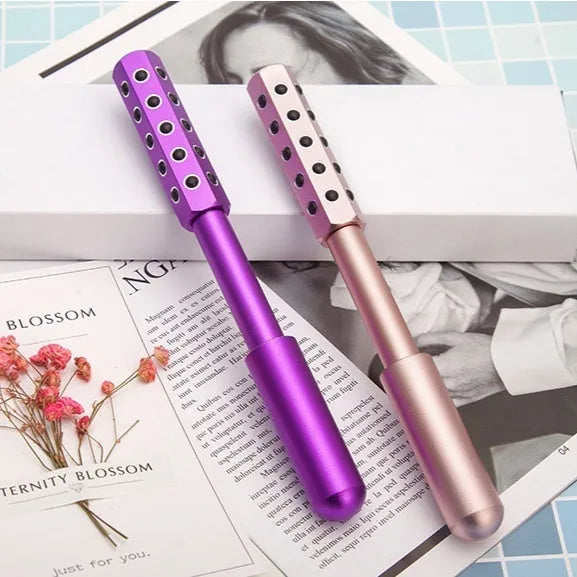 Purple germanium particles roller massage instrument measuring 193mm with 24 particles for eye beauty