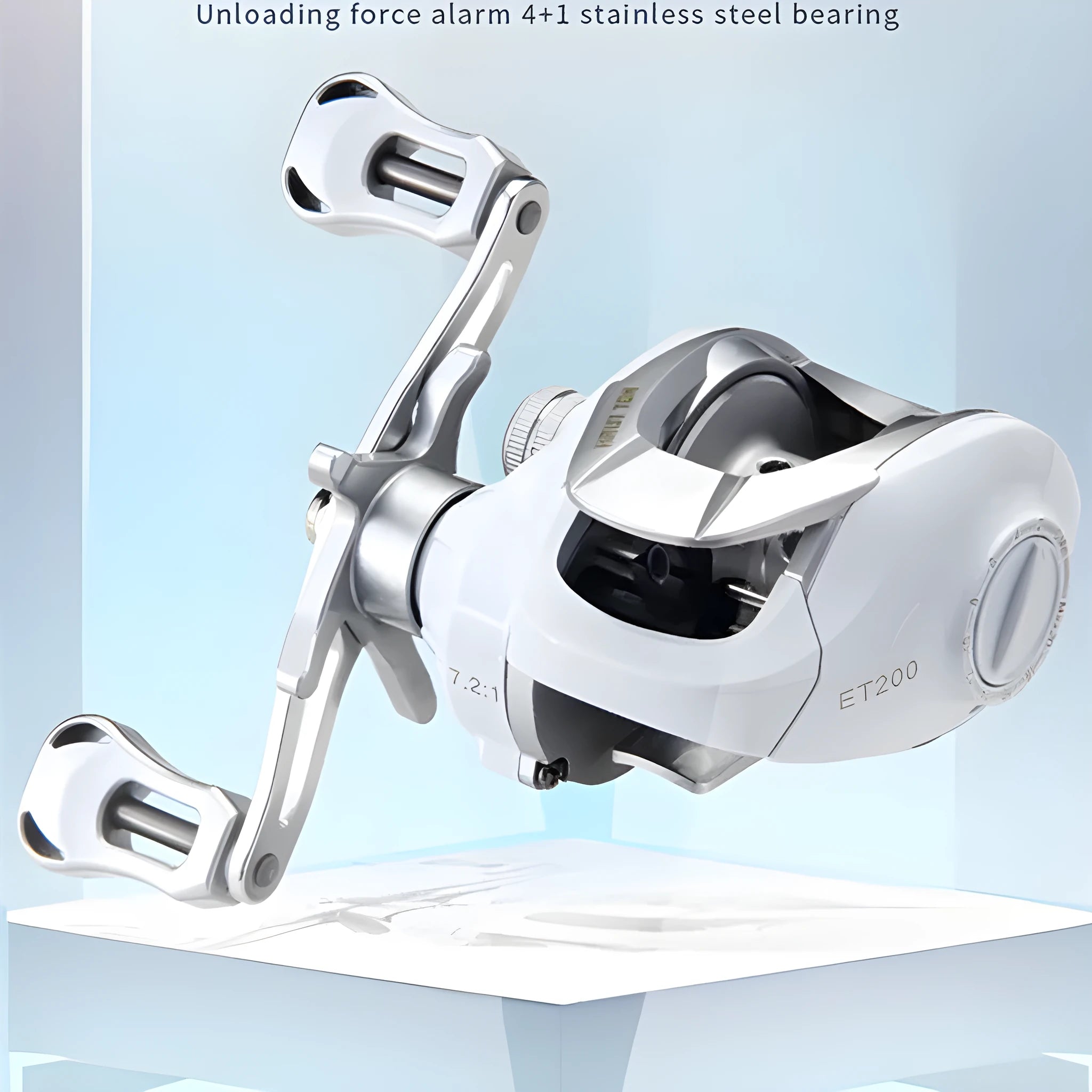 Small white micro bait casting fishing reel with drip wheel mechanism for freshwater angling