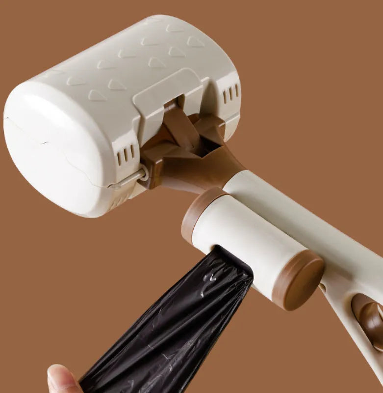 Portable automatic dog poop scooper in plastic, available in multiple colours and sizes for outdoor pet waste removal.