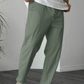 Men's straight-leg casual trousers with drawstring waistband and ribbon pocket detailing