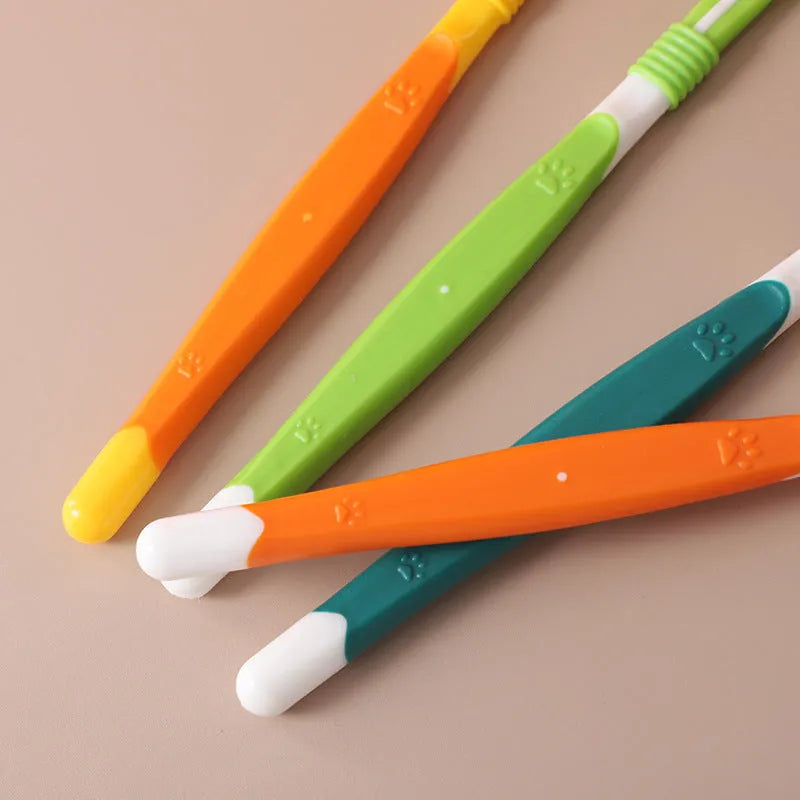 Plastic nylon pet toothbrush in multiple colour options for dog and cat dental care