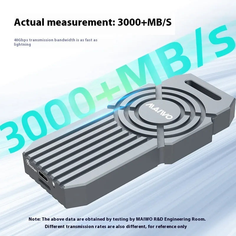 USB4 hard disk box for NVMe M.2 solid state drives with aluminium alloy construction