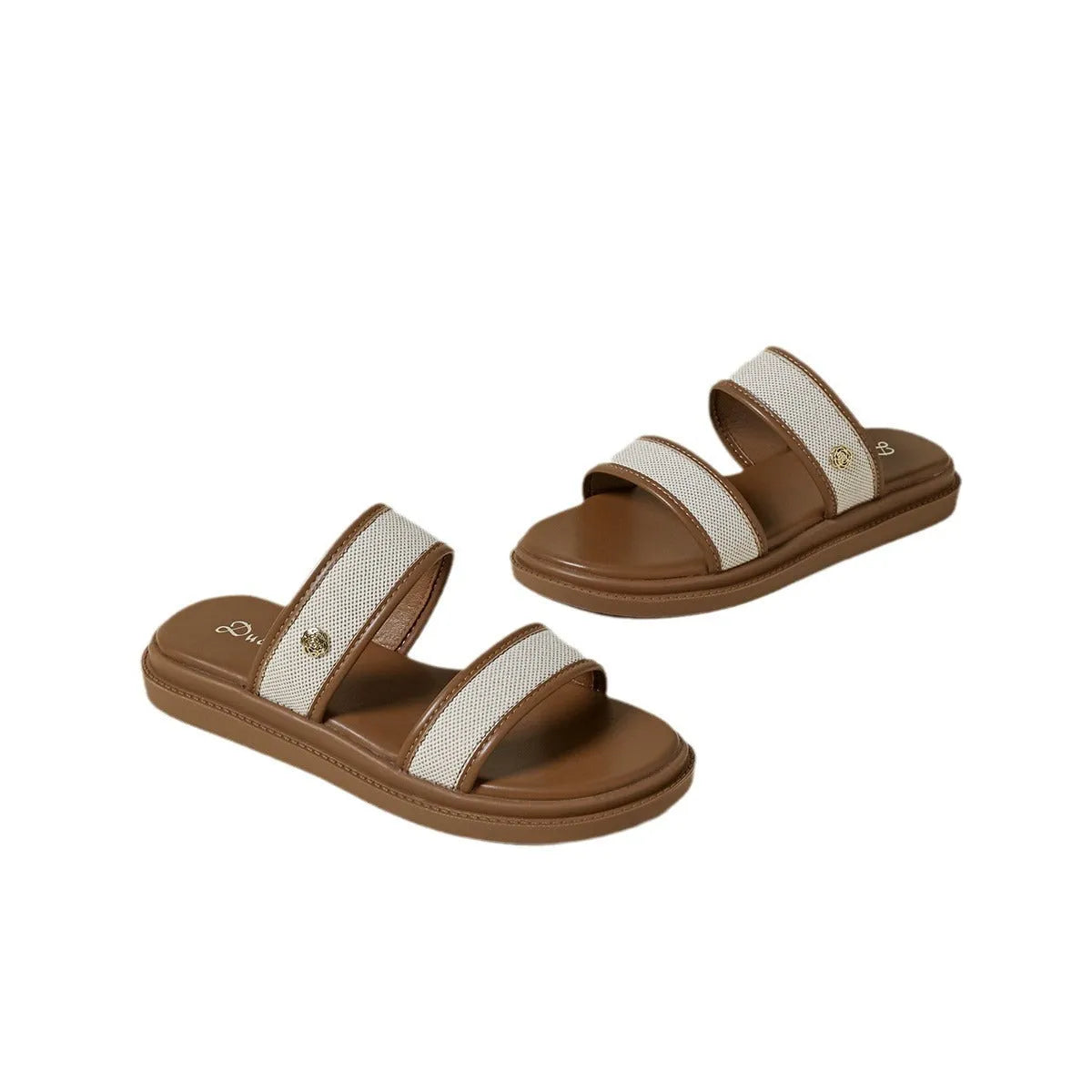 Women's vintage flip-flops in brown or black with artificial PU upper and soft bottom, sizes 35-41