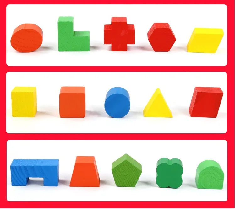 Pine wood matching intelligence box cube toy for ages 1 to 3 years, 530g, in a colour box.