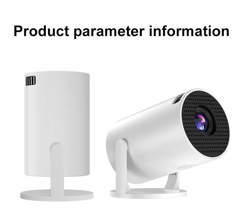White portable projector showing wireless HD projection capability with compact design