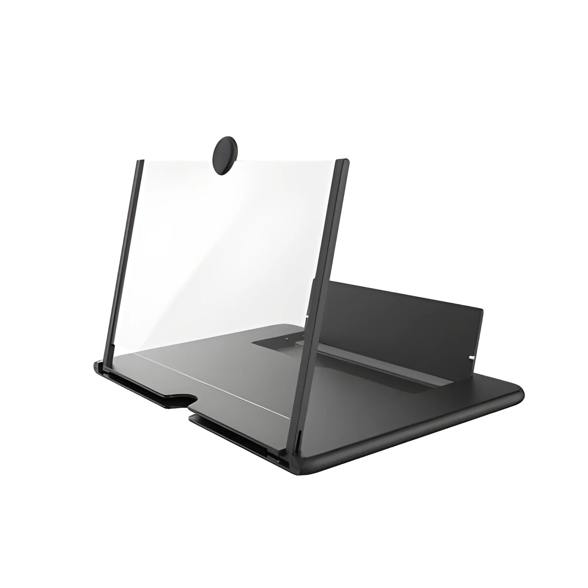 12-inch wooden screen amplifier bracket in folded position showing log wood and acrylic construction