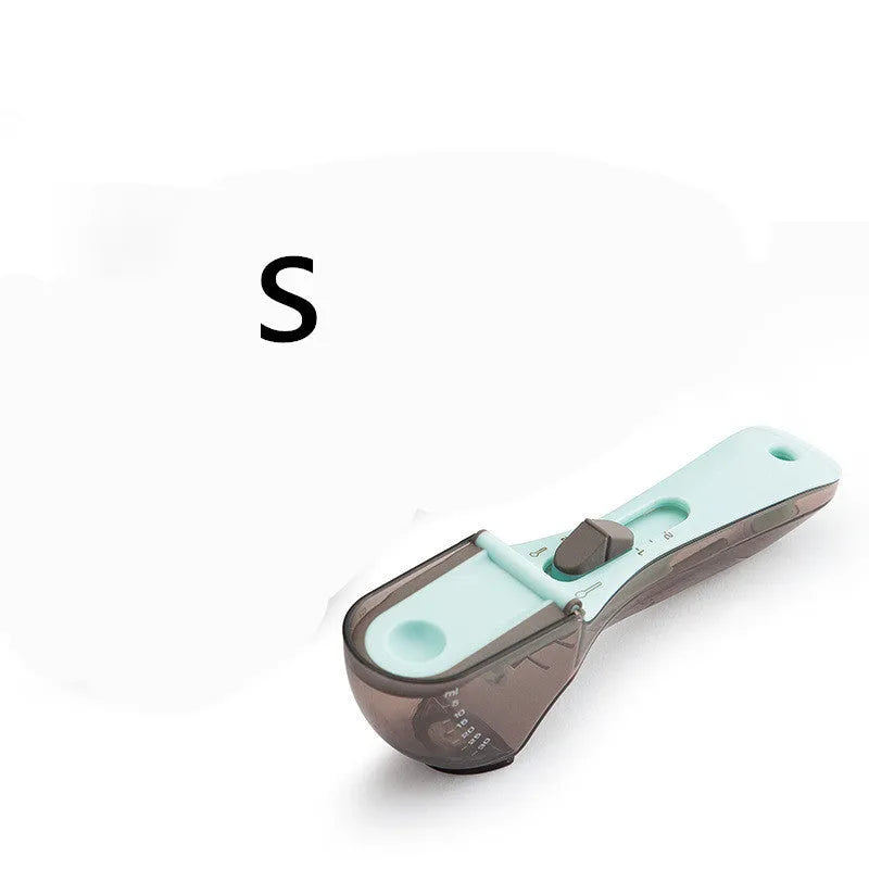 Orange and blue digital measuring spoons with magnetic snaps and hanging hole for kitchen storage