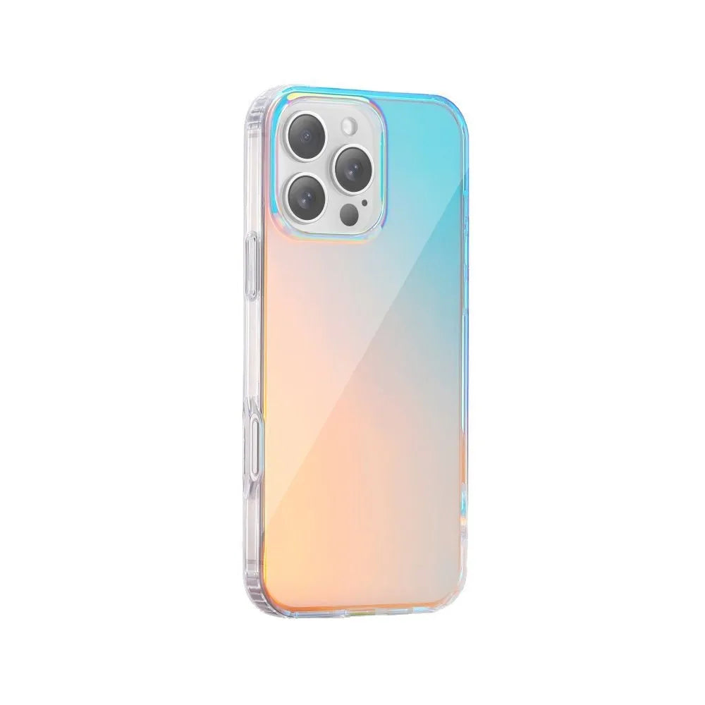 Glossy transparent iPhone case with chameleon colour effect on iPhone 14 Pro