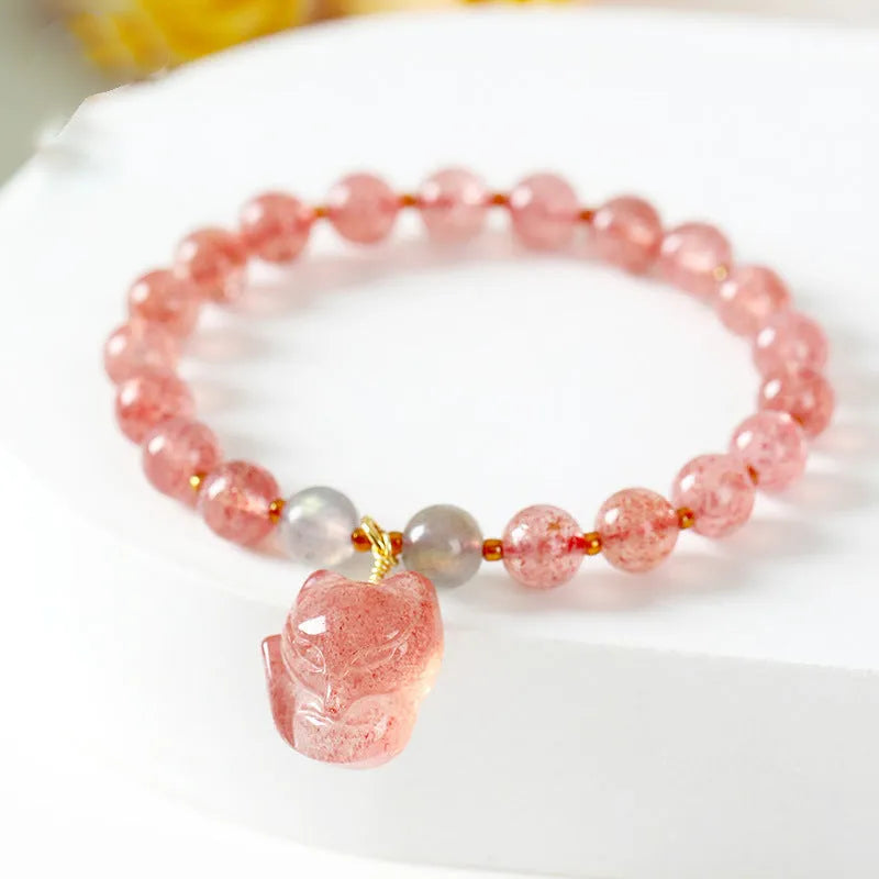 Handmade natural crystal women's bracelet with animal zodiac designs in Korean style