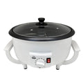 White oblate coffee roasting machine with 750g capacity and 225mm pot for home use