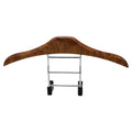 Wood yellow car mounted clothes hanger with stainless steel frame measuring 46.5cm by 23cm for suits and coats