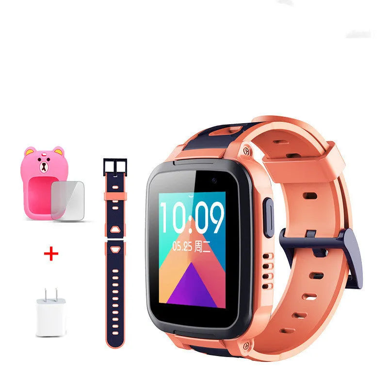 SE5 children's phone watch with stainless steel wristband showing blue colour option