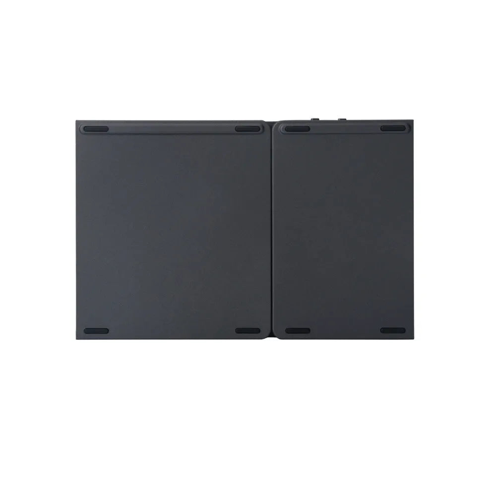 Ultra-thin tri-fold folding touch keyboard in black or silvery white, showing folded and unfolded sizes with touchpad
