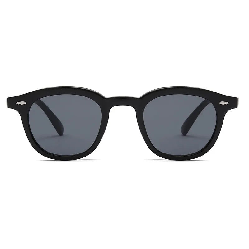 Retro round fashion sunglasses with a PC frame and metal hinge