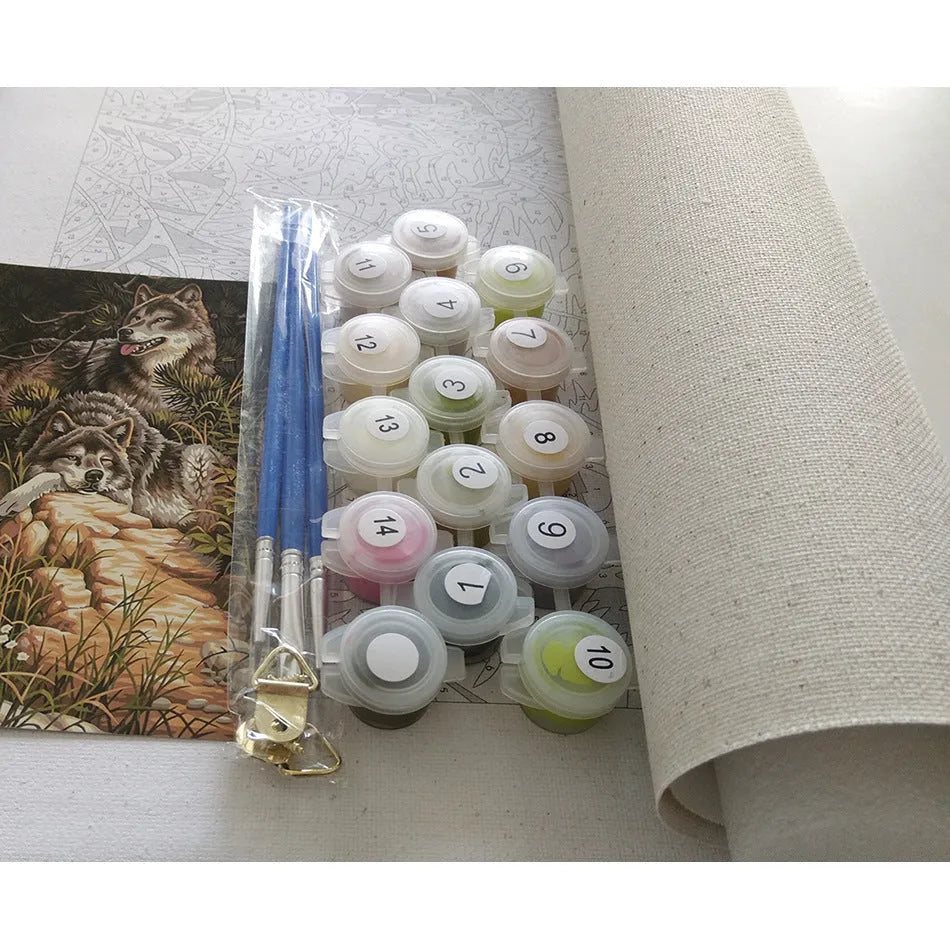 40x50cm linen canvas paint by numbers kit with landscape design and acrylic paints