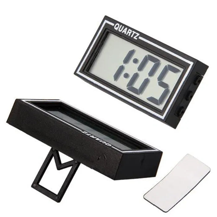 Portable car clock with plastic case and glass mirror, plus optional 63mm 0-120C thermometer style