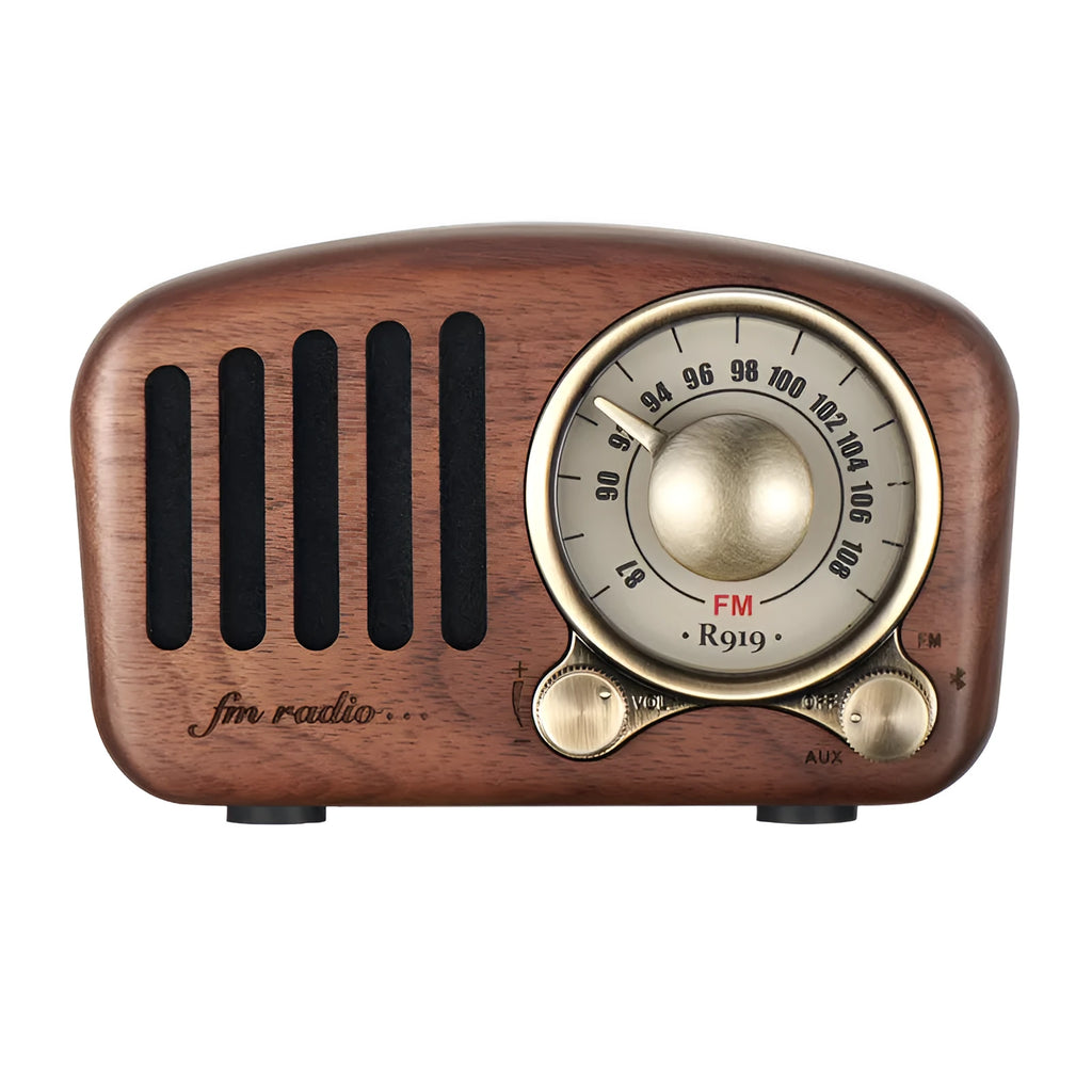 Retro wooden mini Bluetooth speaker in cherry wood or walnut finish