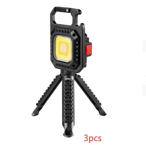 30W mini keychain light in aluminium alloy with bottle opener, screwdriver, wrench, and window hammer, white and yellow red light.