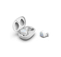 M18 true wireless stereo earphones in black or white with compact charging case