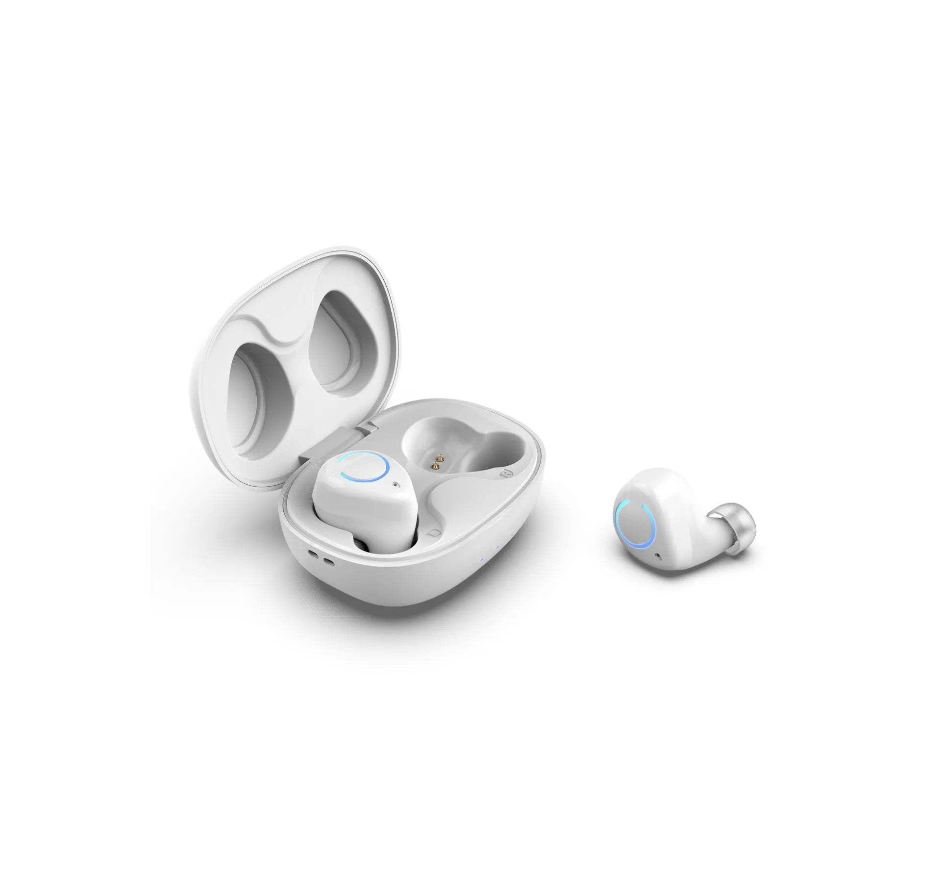 M18 true wireless stereo earphones in black or white with compact charging case
