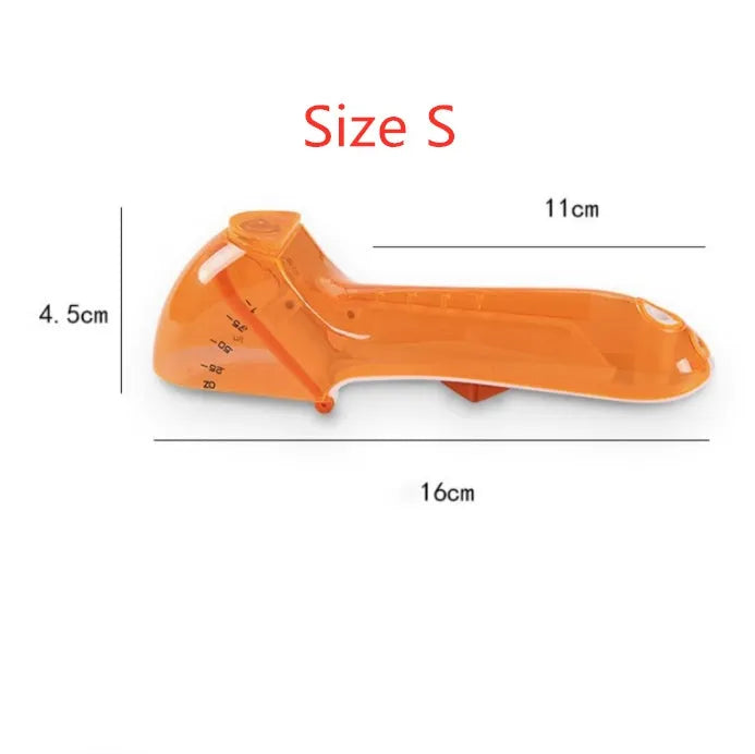 Orange and blue digital measuring spoons with magnetic snaps and hanging hole for kitchen storage