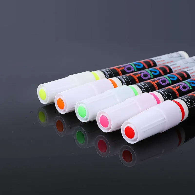 Electronic fluorescent plate highlighter with 6mm tip, pressure valve design, and erasable ink for 300-metre drawing on boards