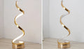 LED table lamp with metal base and acrylic curved shade, 125mm x 450mm, 24W, gold or white