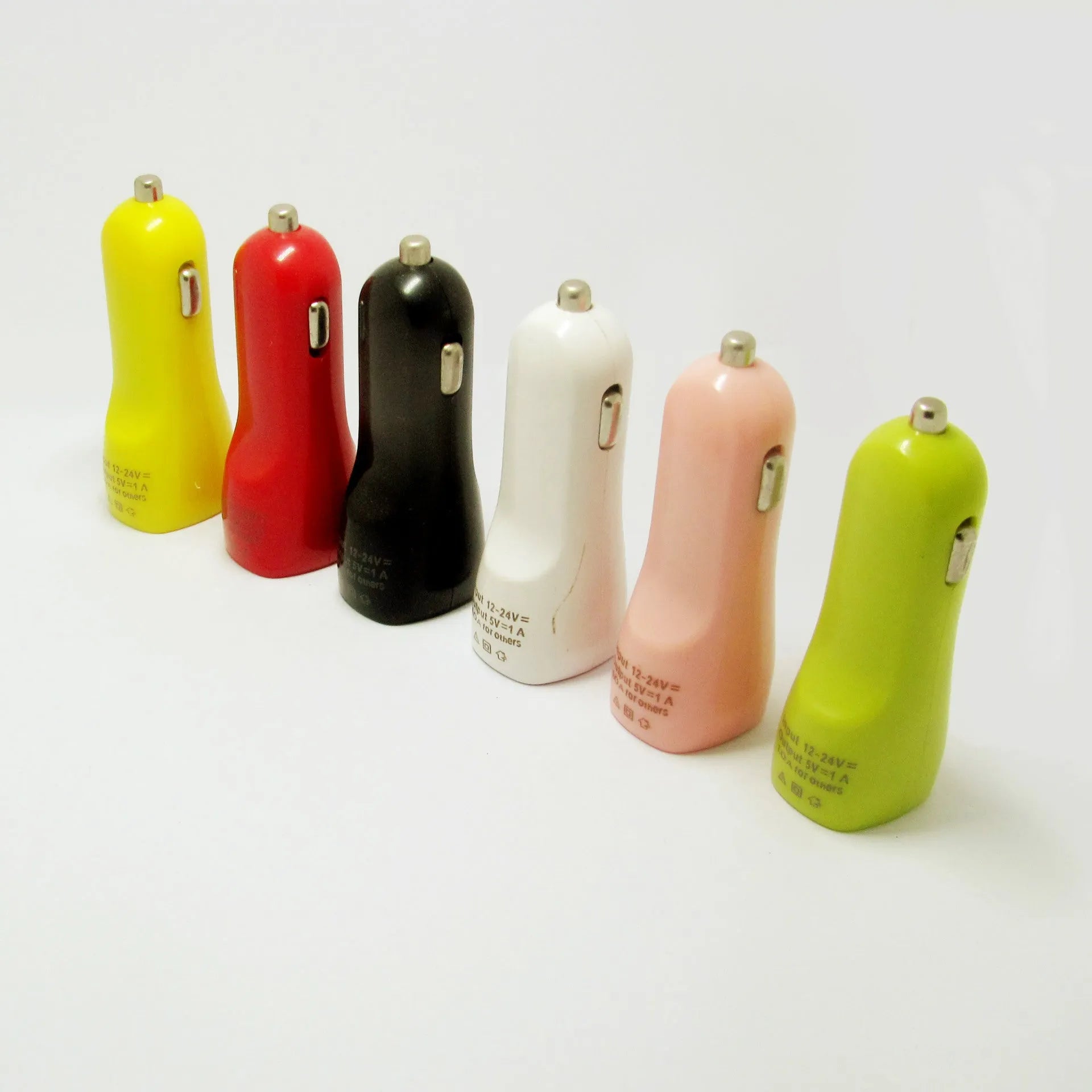 Dual USB port car charger with blue LED indicator light and duckbill design for vehicle 12V sockets
