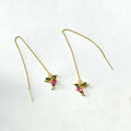Bird hanging earrings with mixed zirconium wings design in blue, red, and red lvzuan colour options