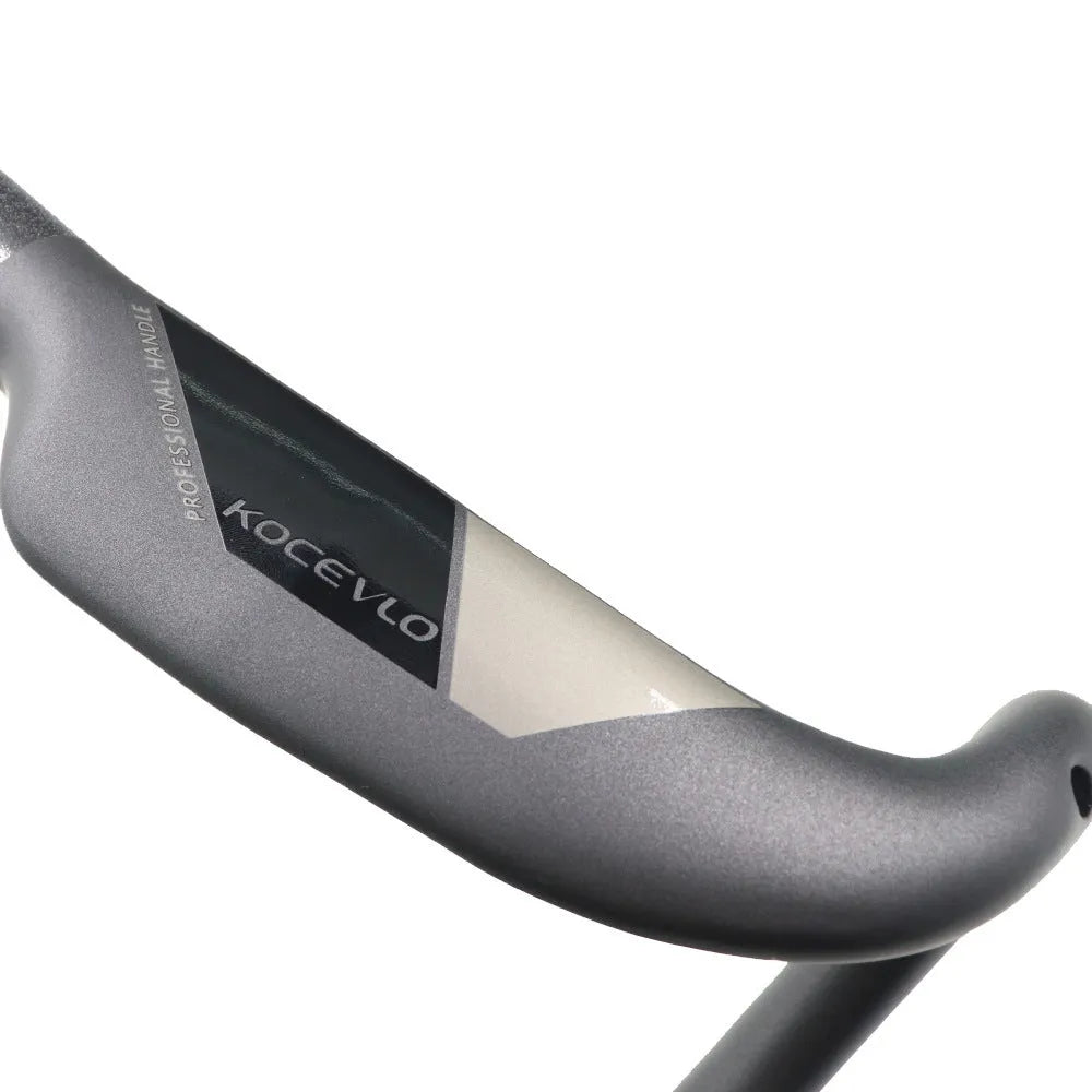 Wei Bike matt carbon fibre bent profile road bicycle handlebar showing its shape