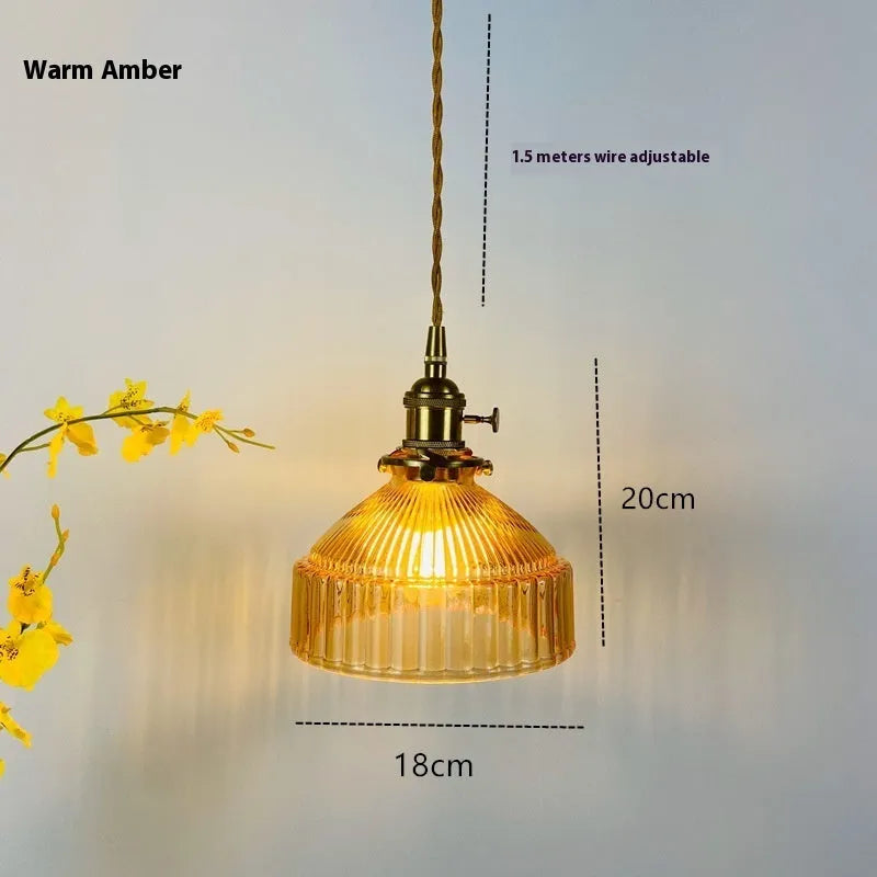 Nordic retro brass glass chandelier with adjustable height and multiple colour glass shades