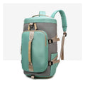 Waterproof convertible gym backpack in use showing shoe compartment and multiple pockets