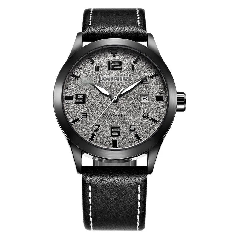 Casual business retro leather automatic mechanical watch showing 12mm thickness and colour options