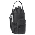Cloth water bottle pouch with crossbody strap in black green pink colours