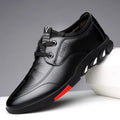 Mens black and brown PU leather lace-up business casual shoes with flat sole