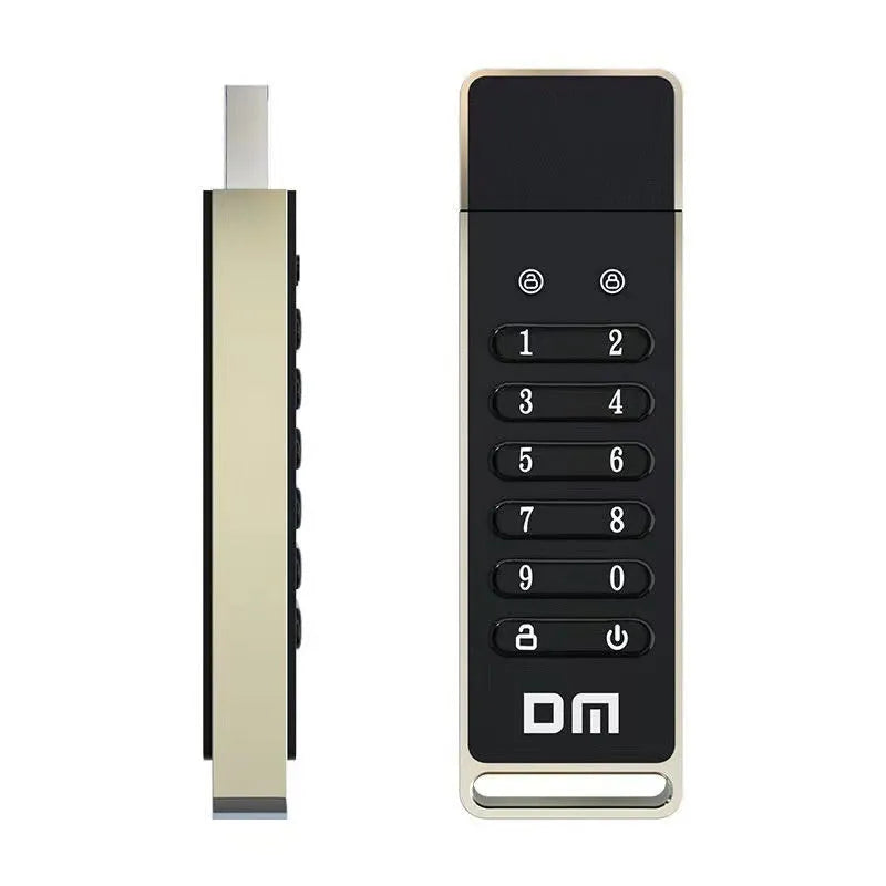 Metal encrypted USB 3.0 flash drive with fingerprint scanner, 64GB capacity, dimensions 84mm x 25mm x 11mm