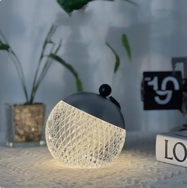 Portable small night lamp with minimalist design showing dimmable touch switch and compact 12cm dimensions