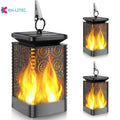Black solar-powered garden torch light with flame-effect LED, 47cm length, waterproof IP44 rating for outdoor use
