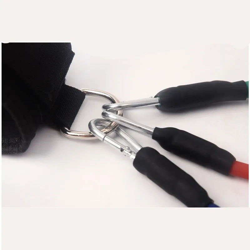 Black Taekwondo training pull rope set for leg conditioning and strength development